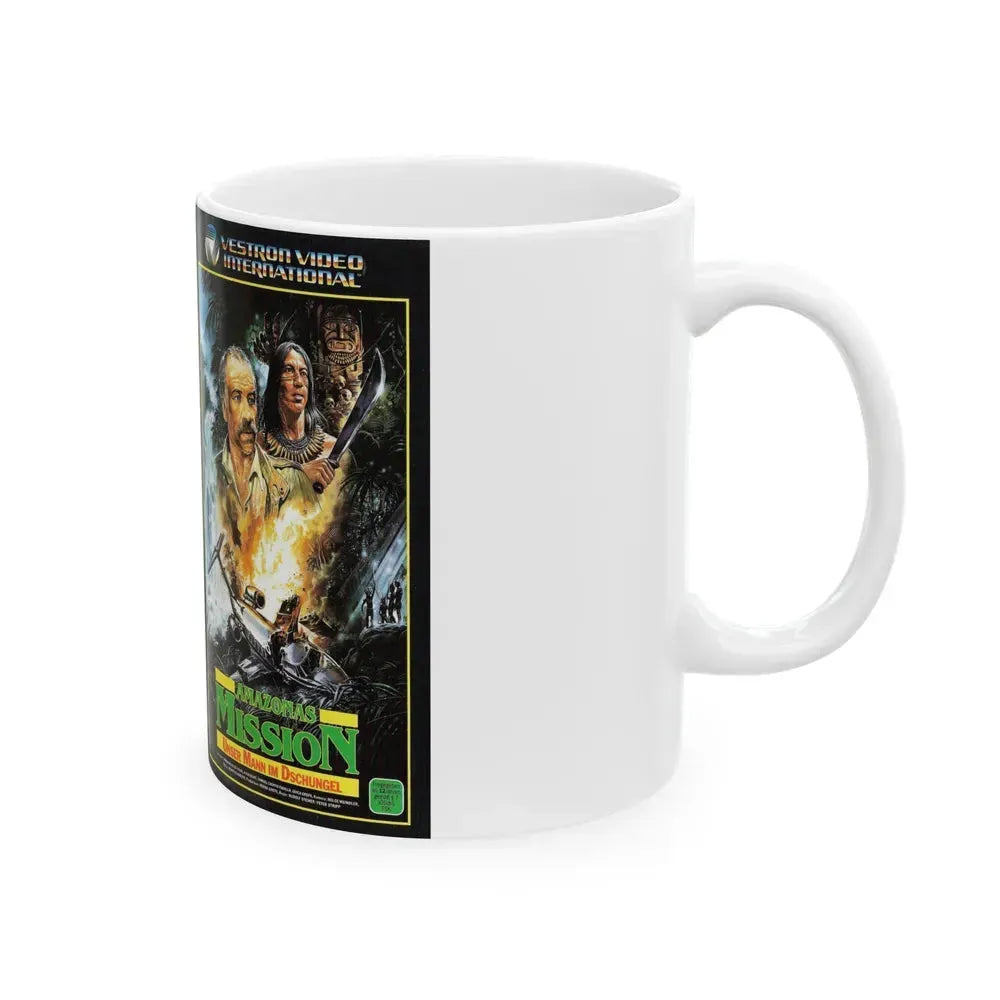AMAZONAS MISSION (VHS COVER) - White Coffee Mug - Go Mug Yourself