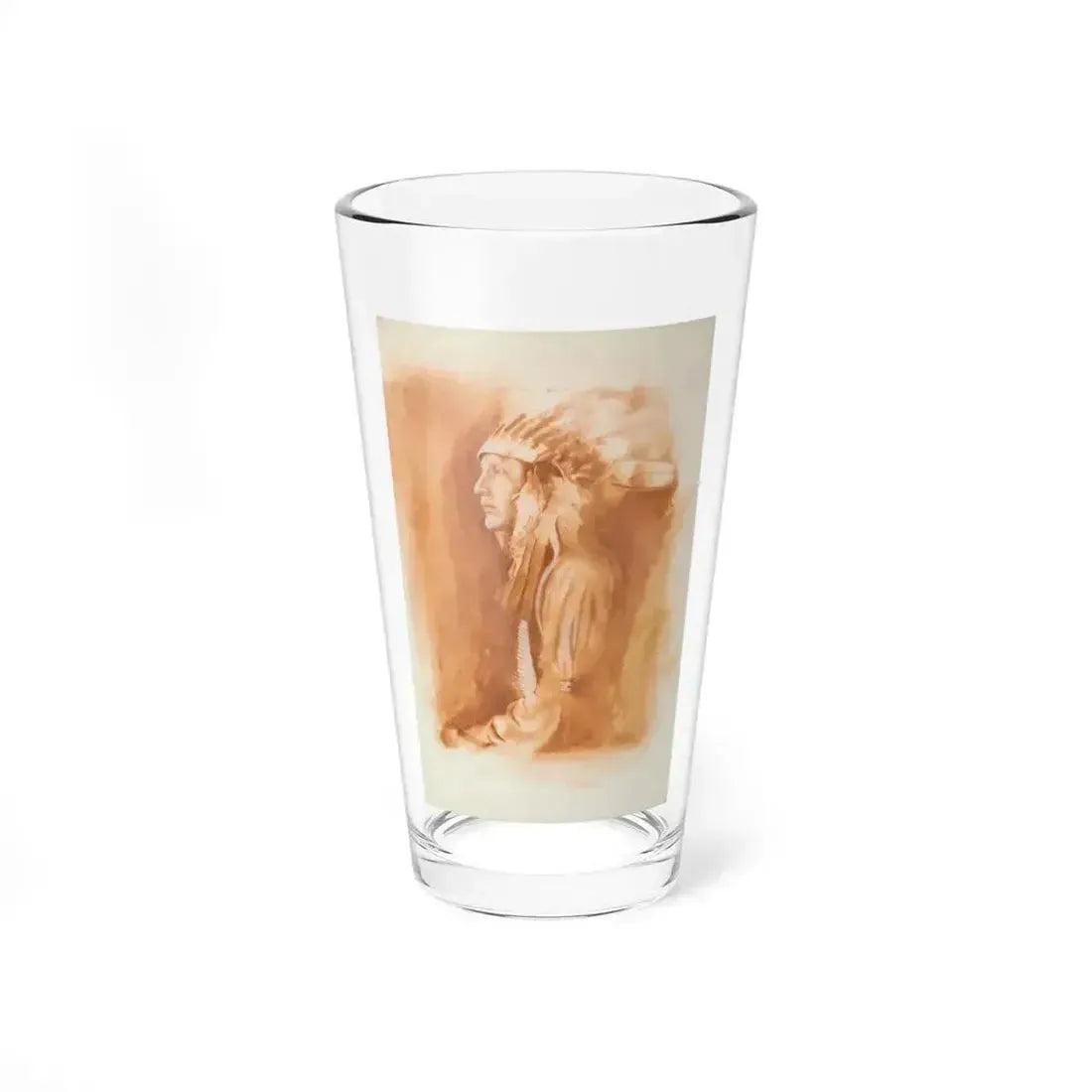 American Indian Illustration - Pint Glass 16oz 16oz - Go Mug Yourself