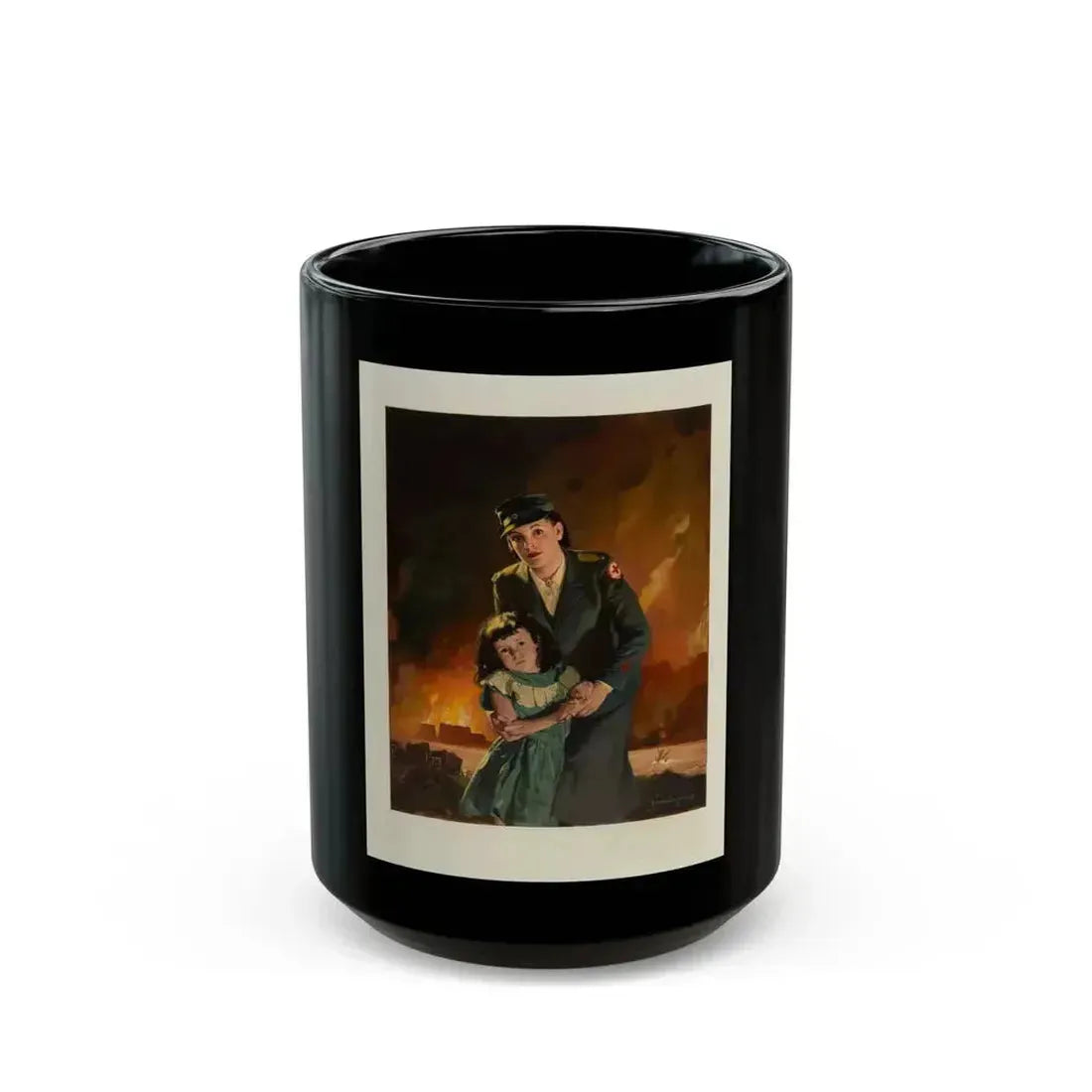 American Red Cross, poster illustration, 1947 - Black Coffee Mug 15oz - Go Mug Yourself