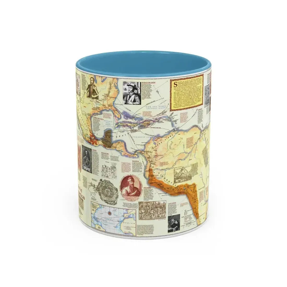 Americas - Spain in the (1992) (Map) Accent Coffee Mug 11oz Light Blue - Go Mug Yourself