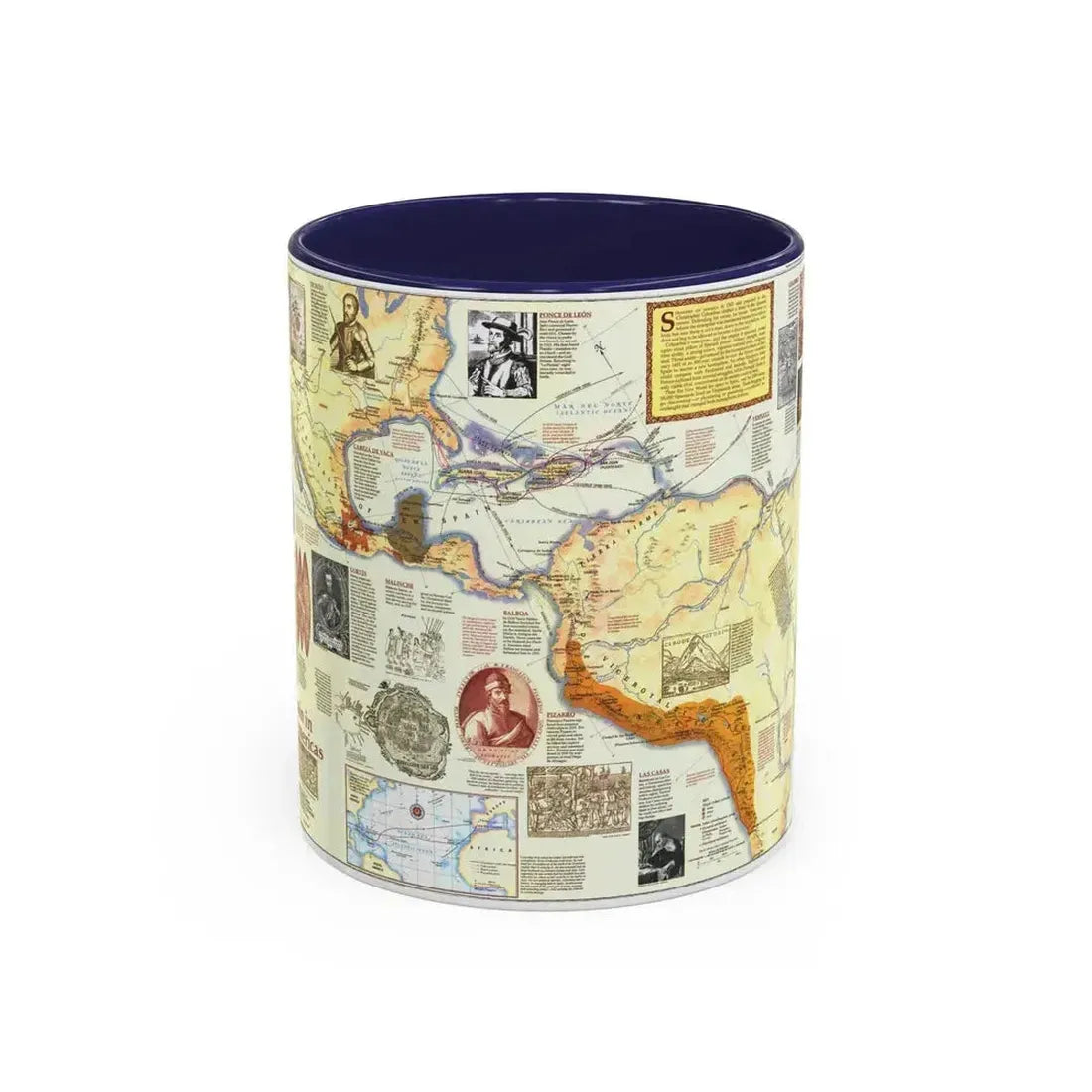 Americas - Spain in the (1992) (Map) Accent Coffee Mug 11oz Navy - Go Mug Yourself