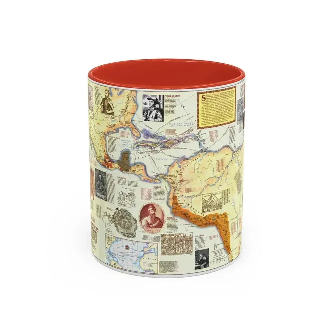 Americas - Spain in the (1992) (Map) Accent Coffee Mug 11oz Red - Go Mug Yourself