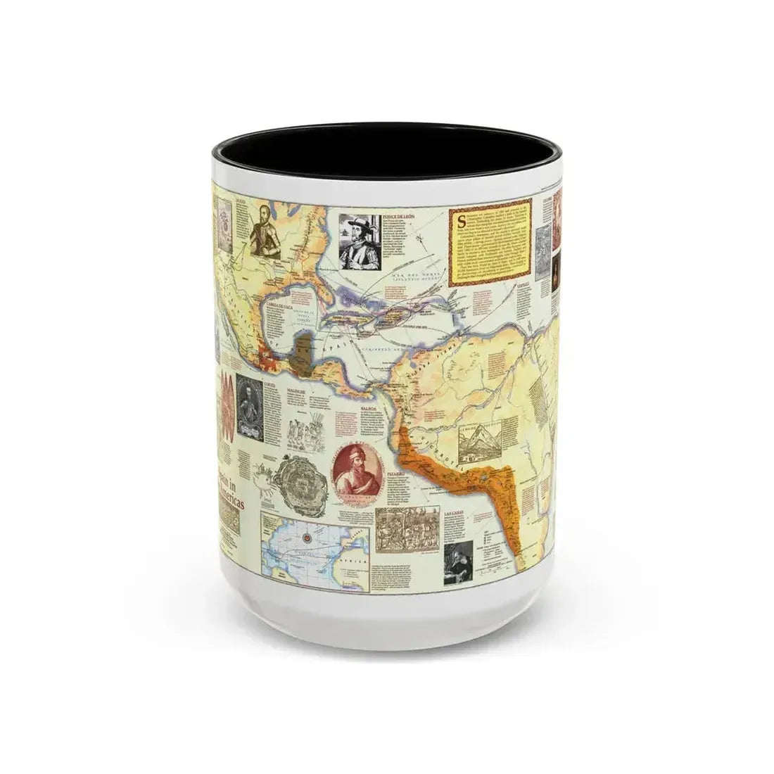 Americas - Spain in the (1992) (Map) Accent Coffee Mug 15oz Black - Go Mug Yourself