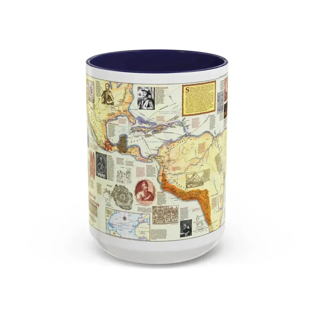 Americas - Spain in the (1992) (Map) Accent Coffee Mug 15oz Navy - Go Mug Yourself