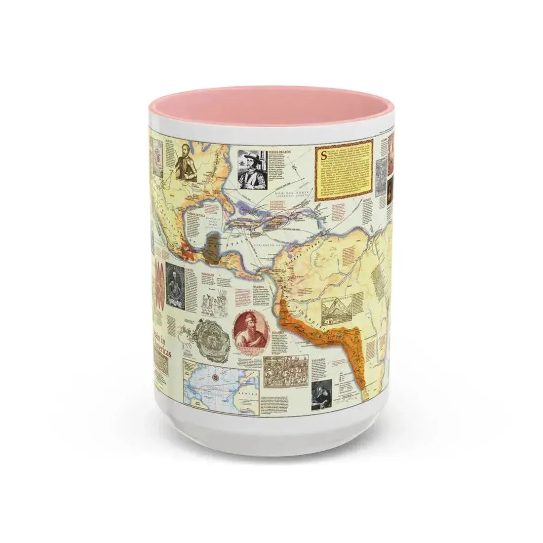 Americas - Spain in the (1992) (Map) Accent Coffee Mug 15oz Pink - Go Mug Yourself
