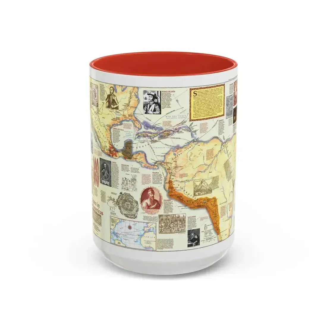 Americas - Spain in the (1992) (Map) Accent Coffee Mug 15oz Red - Go Mug Yourself