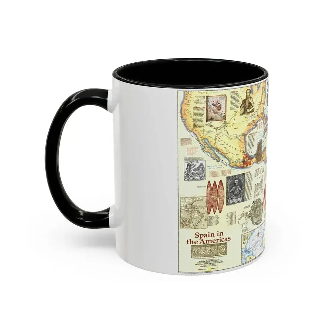 Americas - Spain in the (1992) (Map) Accent Coffee Mug - Go Mug Yourself