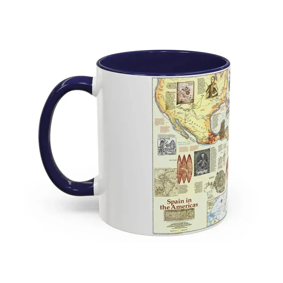 Americas - Spain in the (1992) (Map) Accent Coffee Mug - Go Mug Yourself