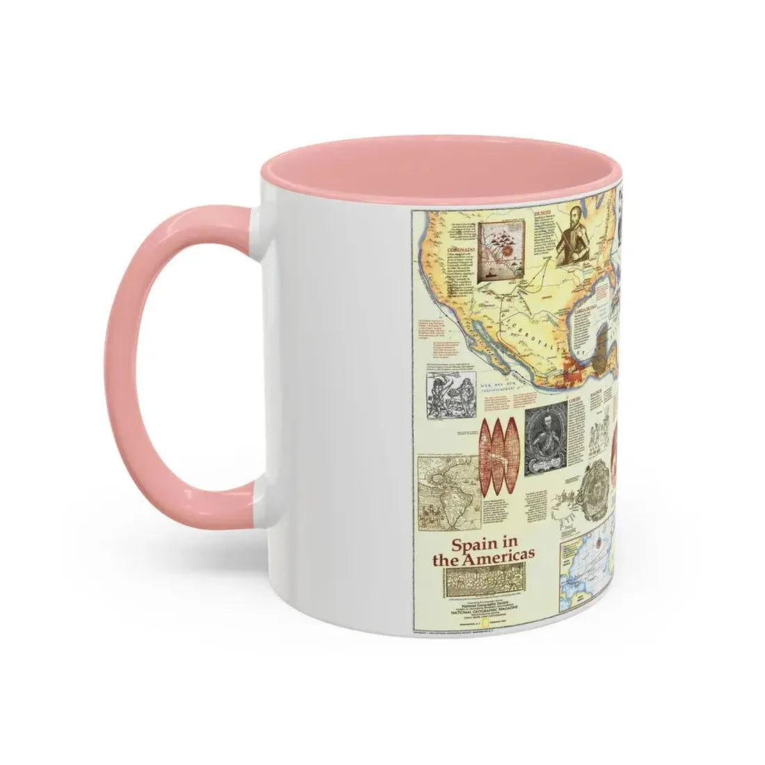 Americas - Spain in the (1992) (Map) Accent Coffee Mug - Go Mug Yourself
