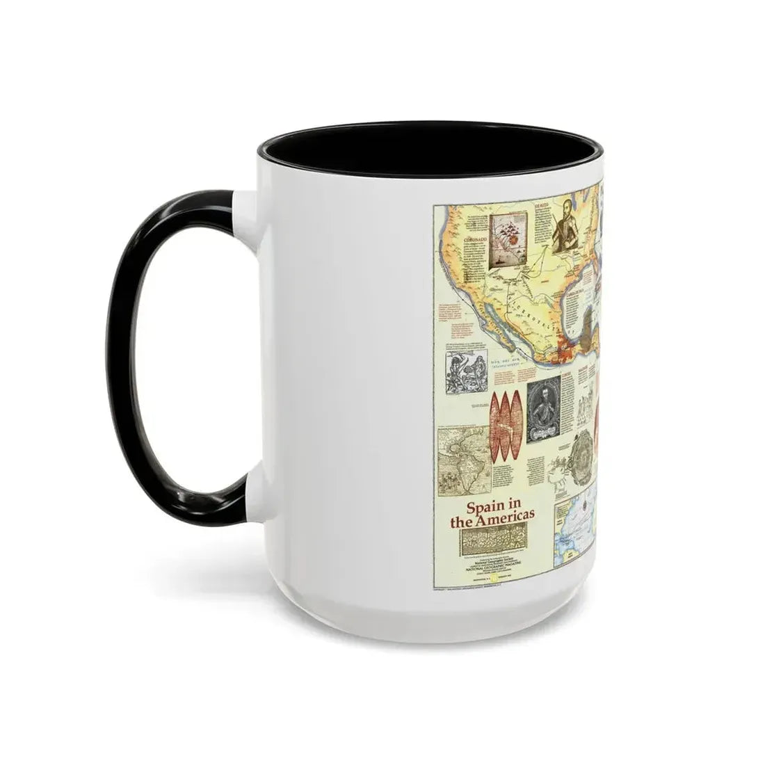 Americas - Spain in the (1992) (Map) Accent Coffee Mug - Go Mug Yourself