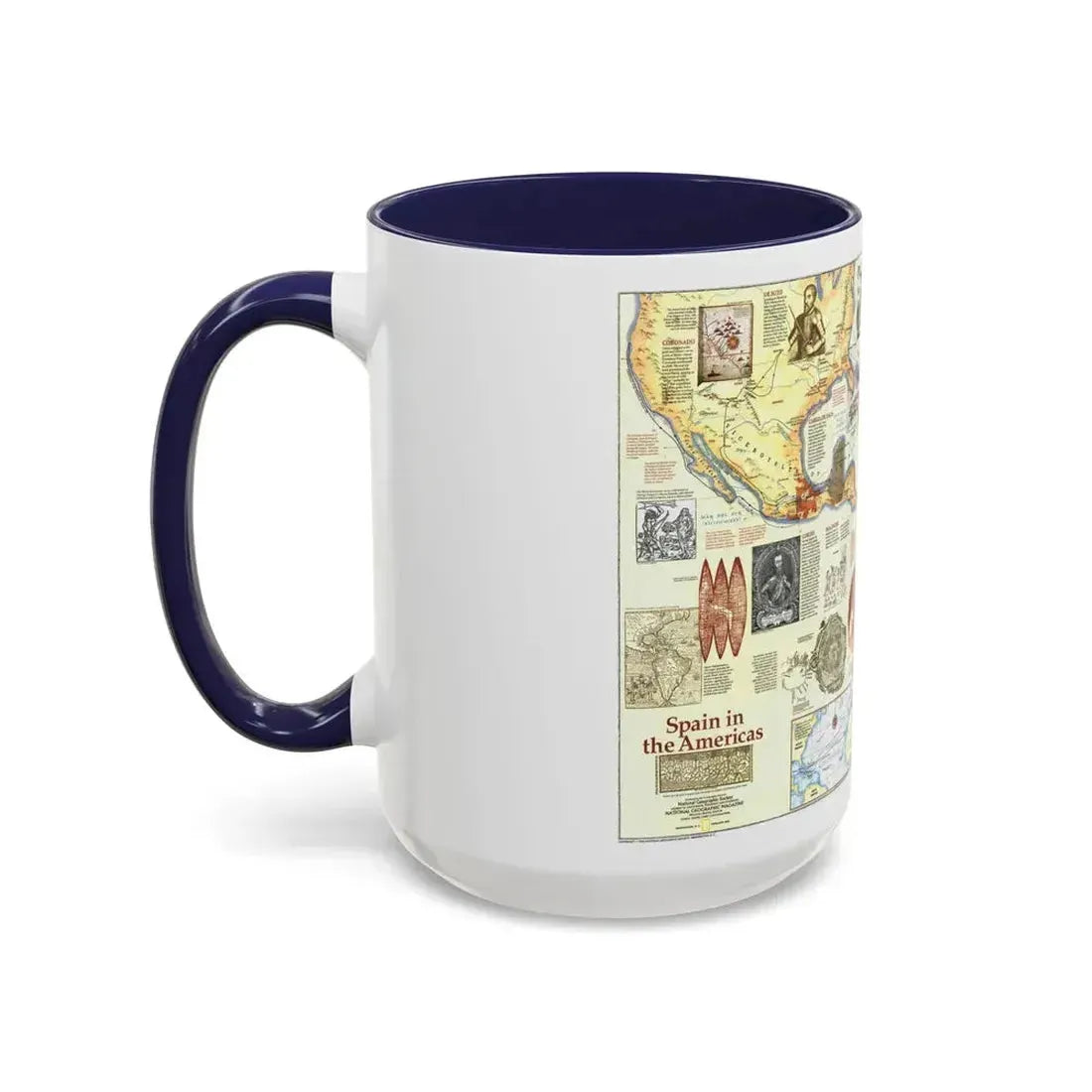 Americas - Spain in the (1992) (Map) Accent Coffee Mug - Go Mug Yourself