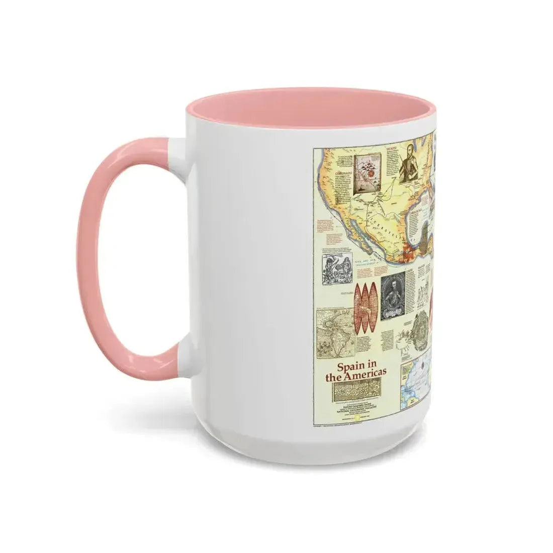 Americas - Spain in the (1992) (Map) Accent Coffee Mug - Go Mug Yourself