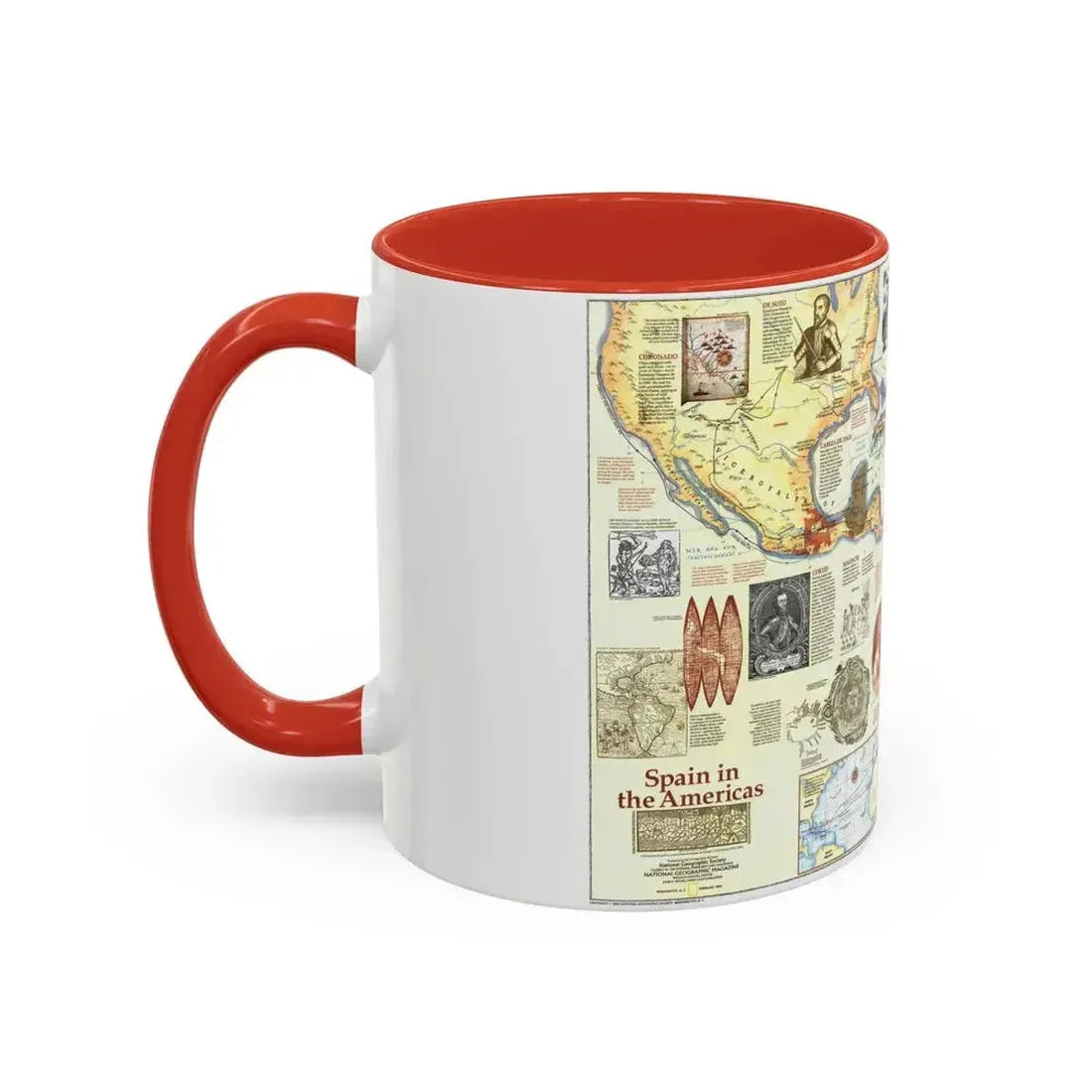Americas - Spain in the (1992) (Map) Accent Coffee Mug - Go Mug Yourself