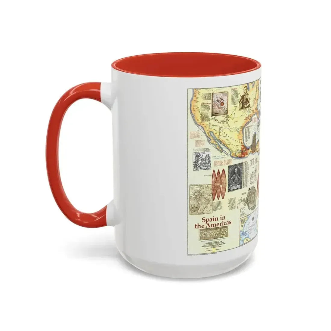Americas - Spain in the (1992) (Map) Accent Coffee Mug - Go Mug Yourself