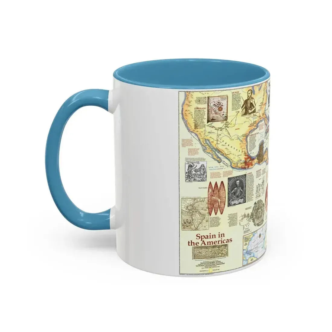 Americas - Spain in the (1992) (Map) Accent Coffee Mug - Go Mug Yourself