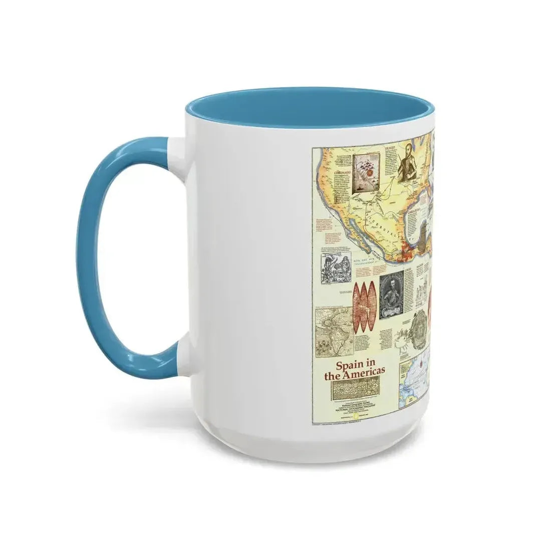Americas - Spain in the (1992) (Map) Accent Coffee Mug - Go Mug Yourself