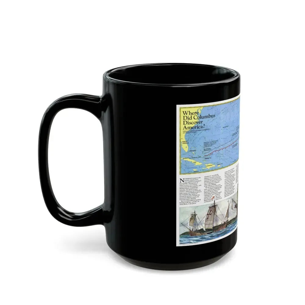 Americas - Where Did Columbus Discover America (1987) (Map) Black Coffee Mug - Go Mug Yourself
