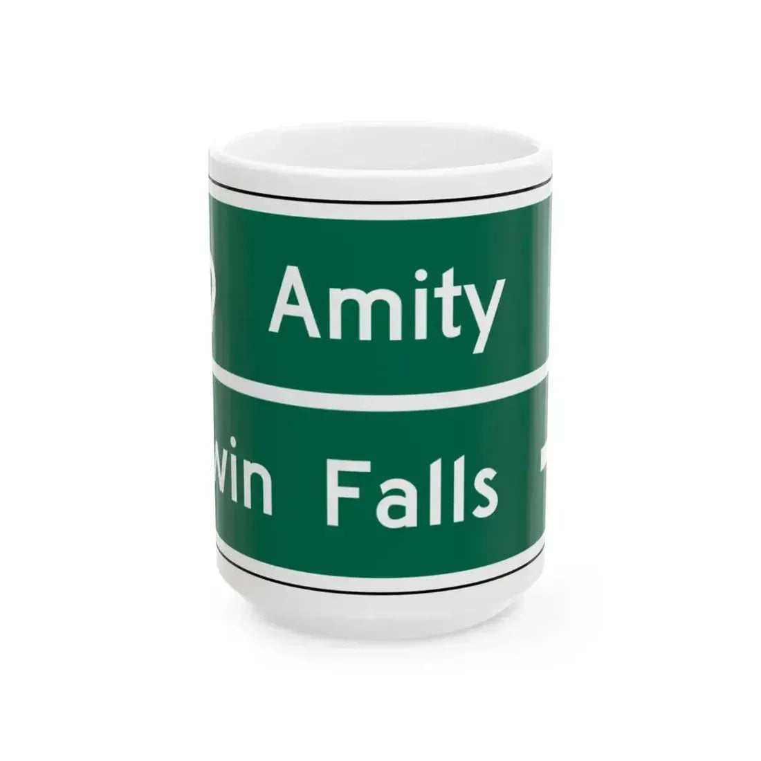 Amity Twin Falls MUTCD D1-2d (Idaho) (Road Sign) White Coffee Mug 15oz - Go Mug Yourself
