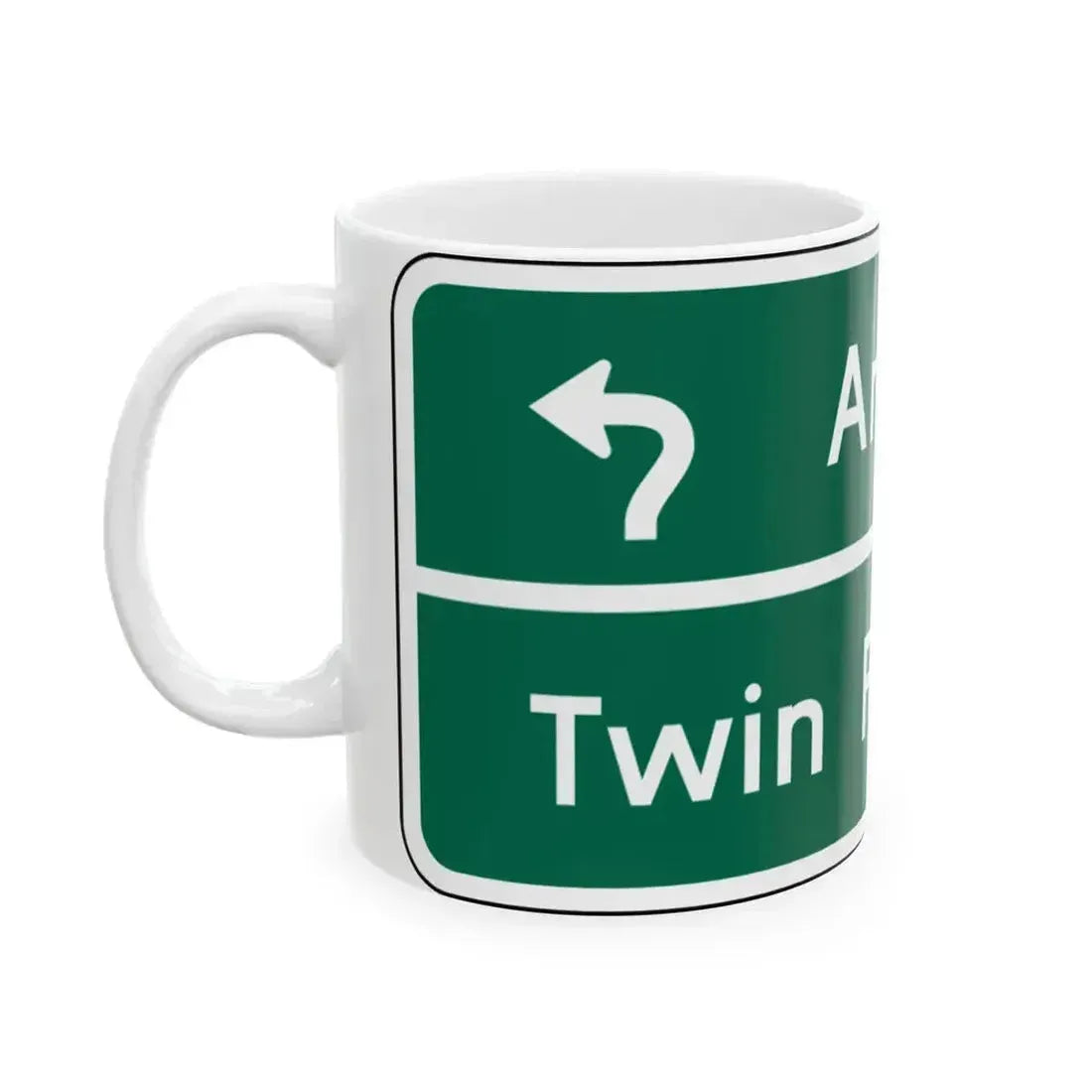 Amity Twin Falls MUTCD D1-2d (Idaho) (Road Sign) White Coffee Mug - Go Mug Yourself