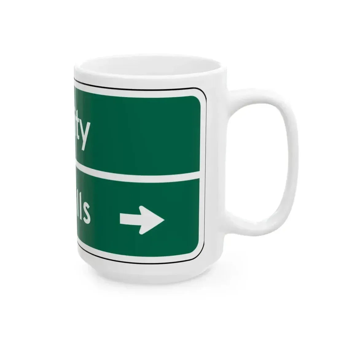 Amity Twin Falls MUTCD D1-2d (Idaho) (Road Sign) White Coffee Mug - Go Mug Yourself