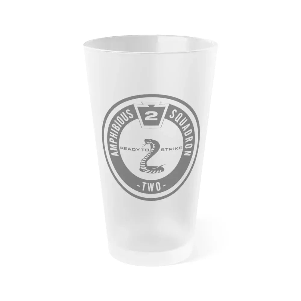 Amphibious Squadron 2 Ready To Strike BW (U.S. Navy) Frosted Pint Glass 16oz Default Title - Go Mug Yourself