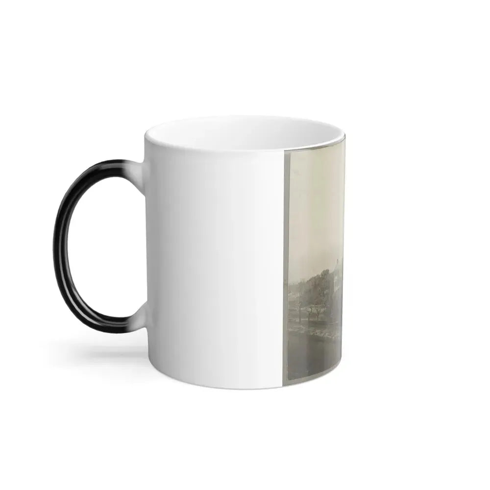 An Aerial View of a House, Tents, and Other Buildings Partly Obscured by Trees (U.S. Civil War) Color Changing Coffee Mug 11oz - Go Mug Yourself