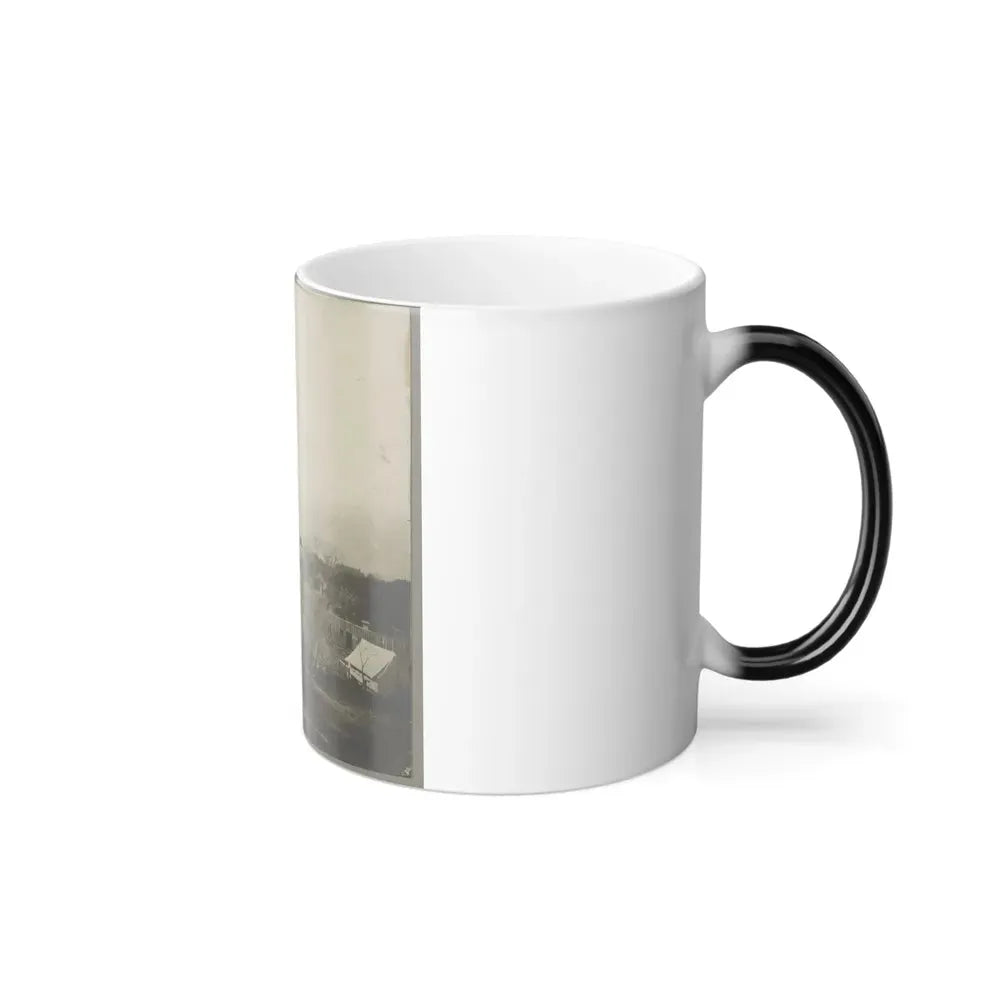 An Aerial View of a House, Tents, and Other Buildings Partly Obscured by Trees (U.S. Civil War) Color Changing Coffee Mug 11oz - Go Mug Yourself