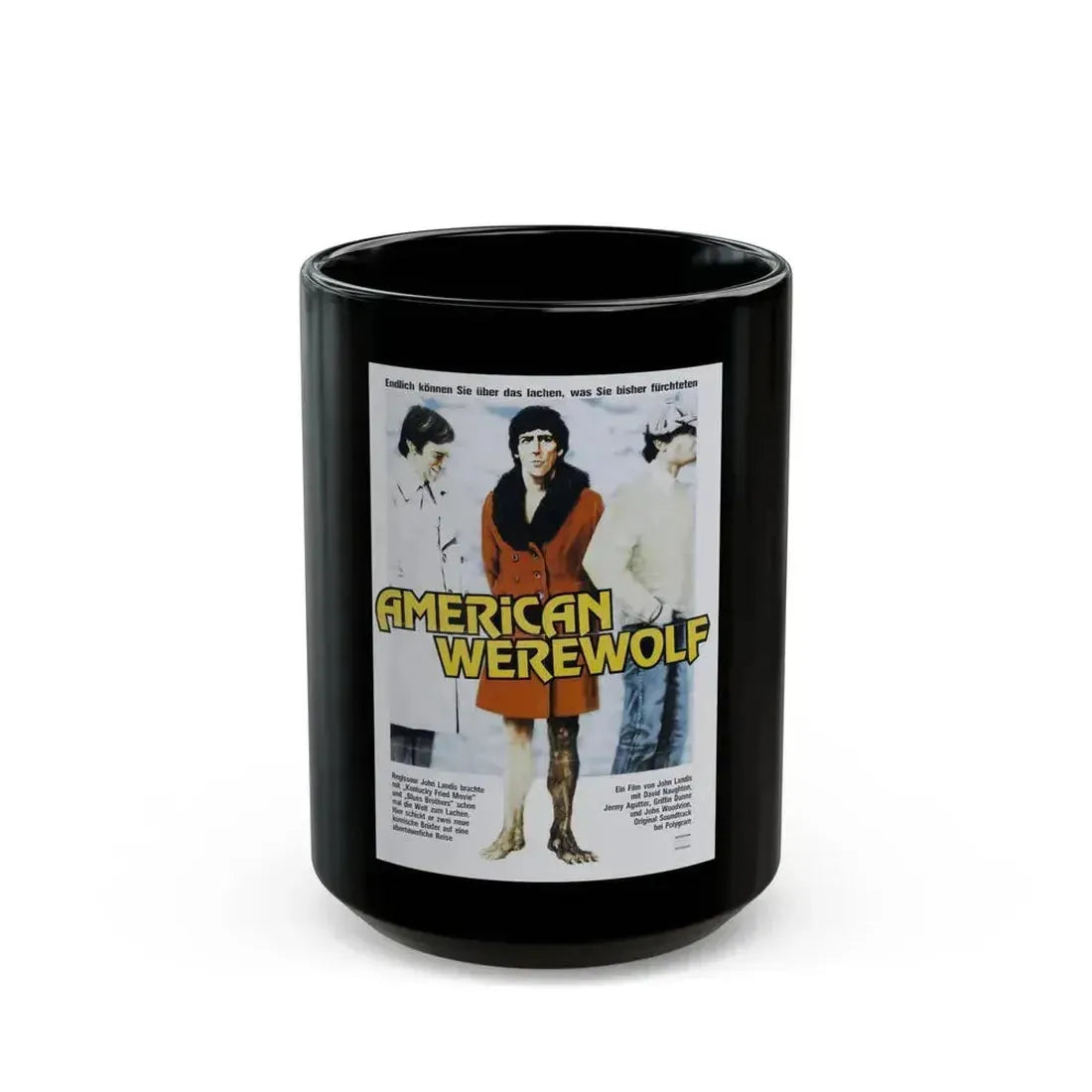 AN AMERICAN WEREWOLF IN LONDON (GERMAN) 1981 Movie Poster - Black Coffee Mug 15oz - Go Mug Yourself