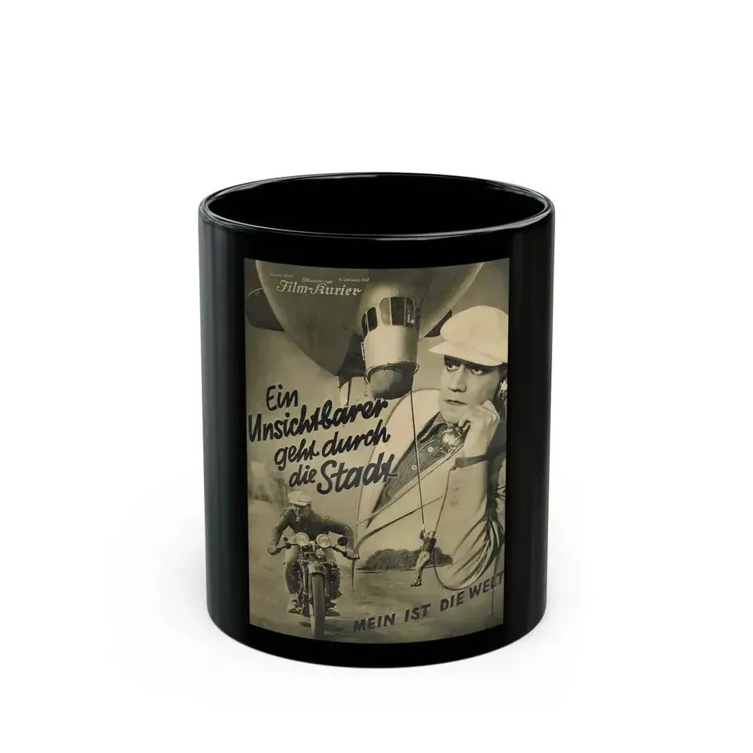 AN INVISIBLE MAN GOES THROUGH THE CITY 1933 Movie Poster - Black Coffee Mug 11oz - Go Mug Yourself