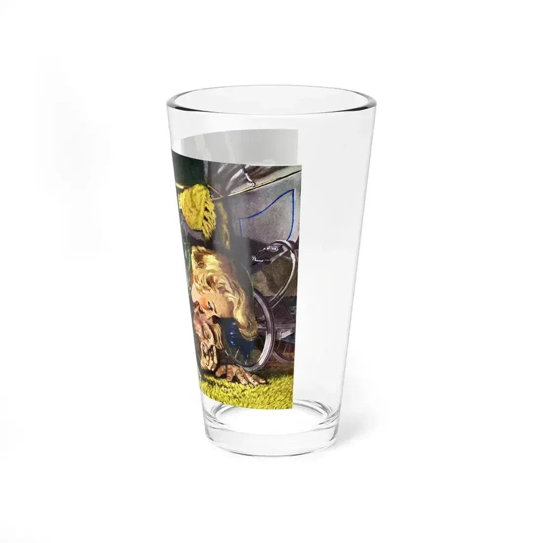 An overweight villain gets his comeuppance from a furious female, The Saturday Evening Post (Magazine Illustration) Pint Glass 16oz - Go Mug Yourself