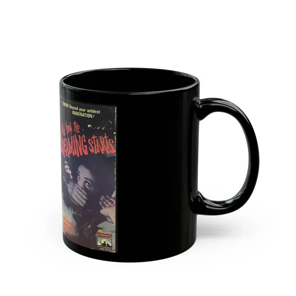AND NOW THE SCREAMING STARTS NOSTALGIA MERCHANT (VHS COVER) - Black Coffee Mug - Go Mug Yourself