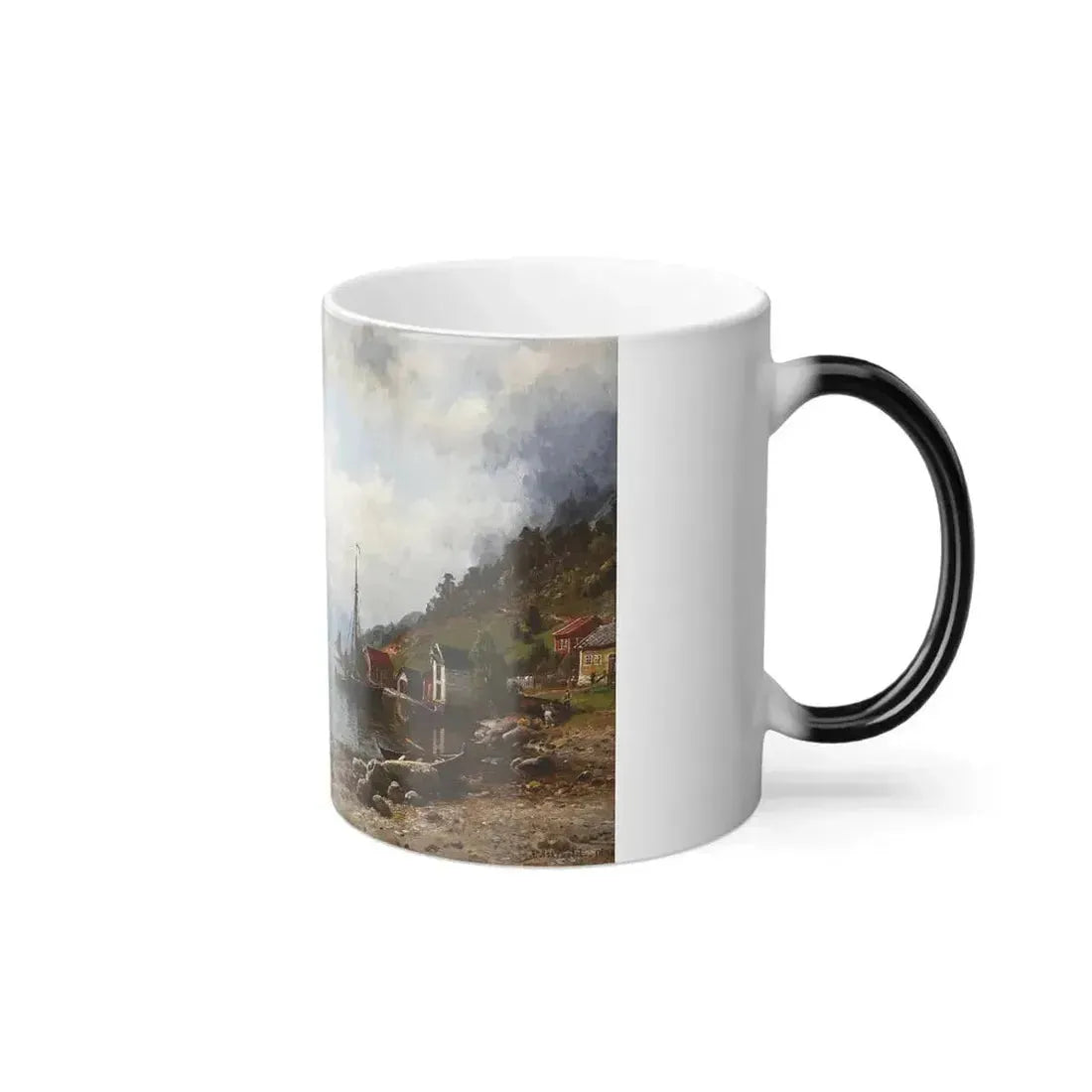 Anders Askevold (1834-1900) The sun breaks through the clouds, Hardanger Fjord - oil on canvas 1889 - Color Changing Mug 11oz - Go Mug Yourself