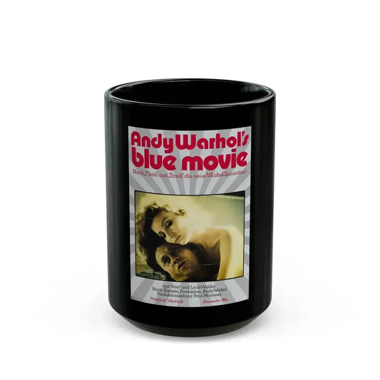 ANDY WARHOL'S BLUE MOVIE 1969 Movie Poster - Black Coffee Mug 15oz - Go Mug Yourself