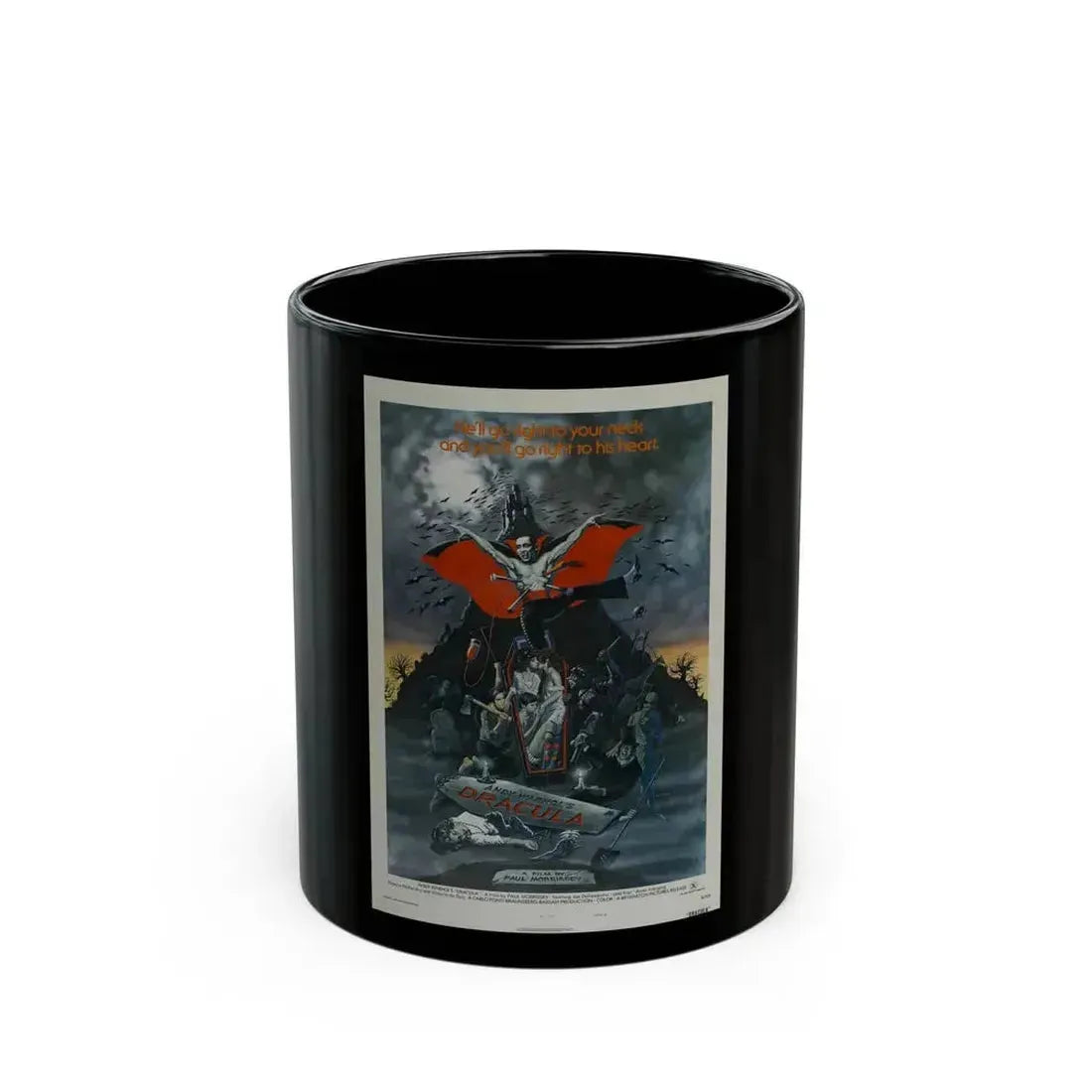 ANDY WARHOL'S DRACULA 1974 Movie Poster - Black Coffee Mug 11oz - Go Mug Yourself