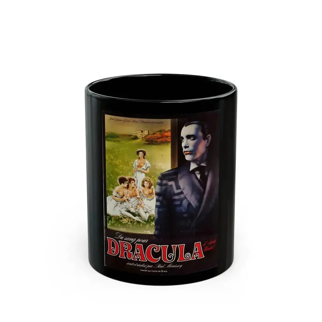 ANDY WARHOL'S DRACULA (FRENCH) 1974 Movie Poster - Black Coffee Mug 11oz - Go Mug Yourself