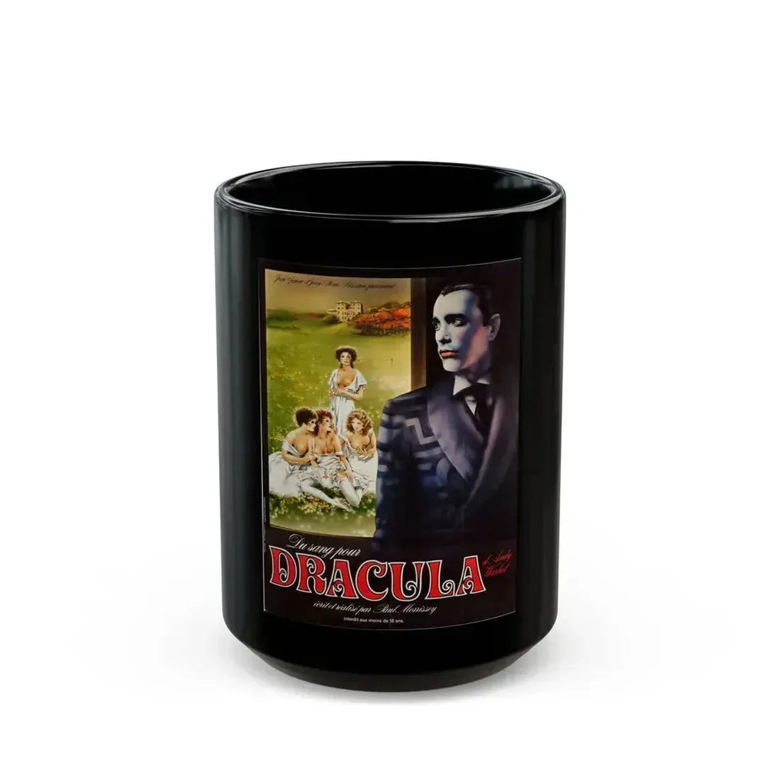 ANDY WARHOL'S DRACULA (FRENCH) 1974 Movie Poster - Black Coffee Mug 15oz - Go Mug Yourself