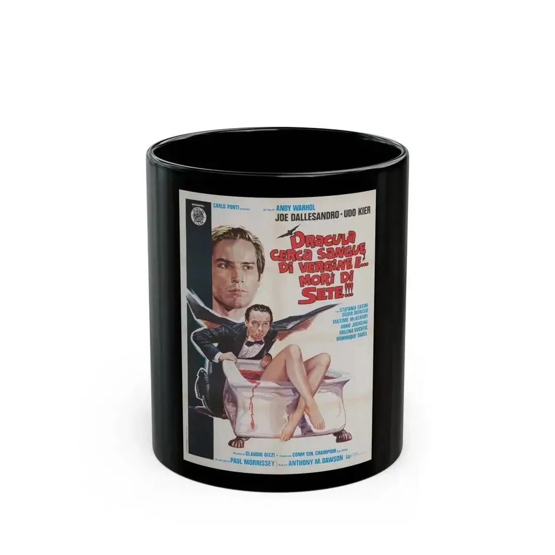 ANDY WARHOL'S DRACULA (ITALIAN) 1974 Movie Poster - Black Coffee Mug 11oz - Go Mug Yourself