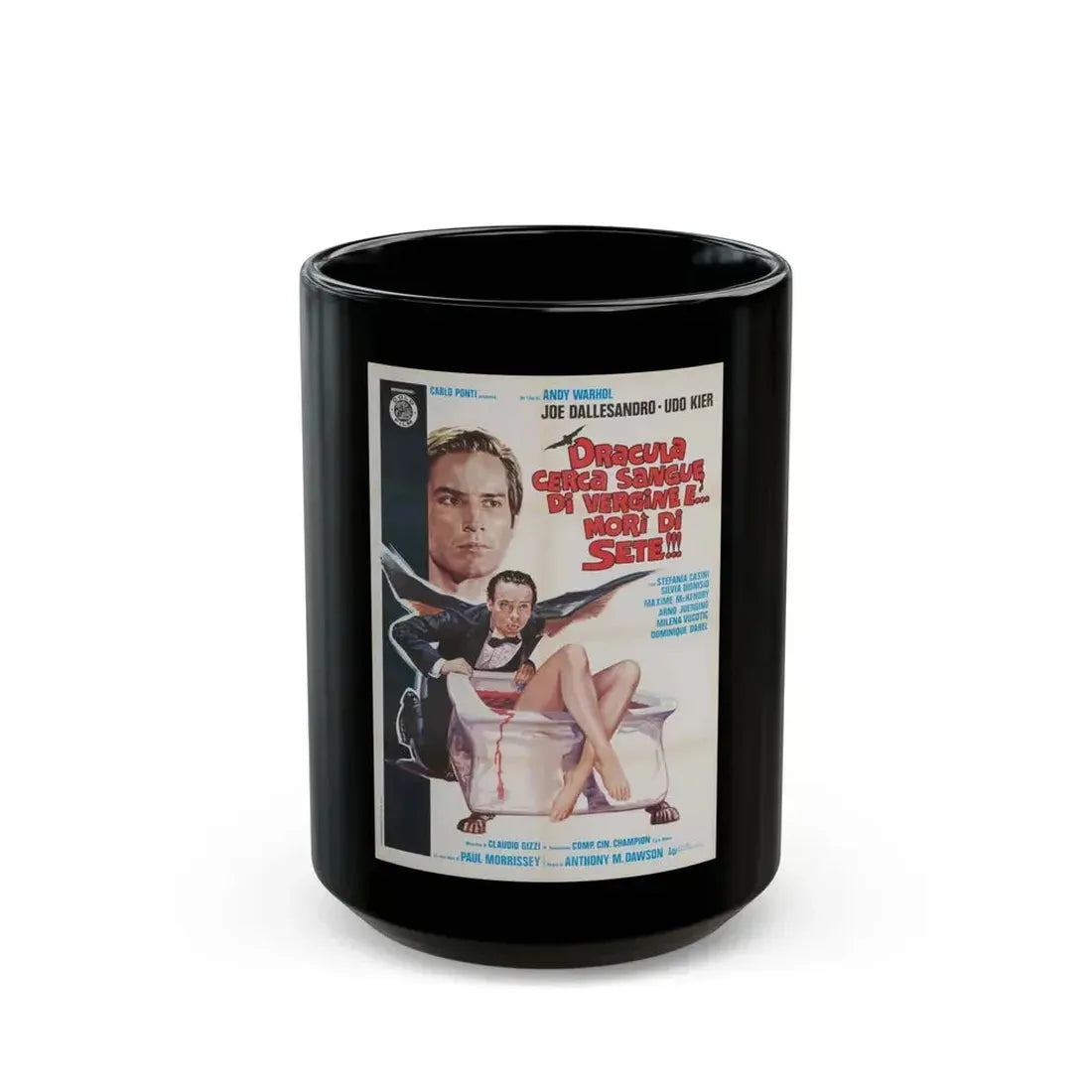 ANDY WARHOL'S DRACULA (ITALIAN) 1974 Movie Poster - Black Coffee Mug 15oz - Go Mug Yourself