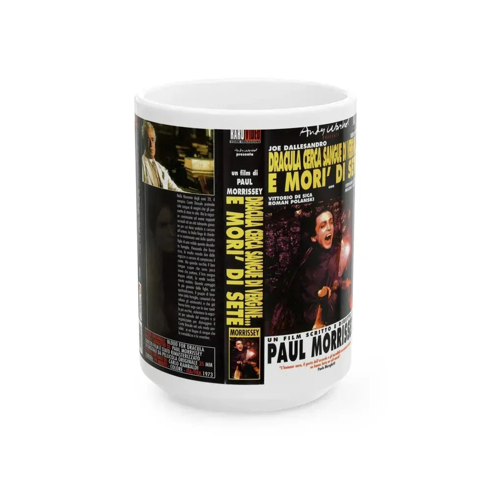ANDY WARHOLS DRACULA (VHS COVER) - White Coffee Mug 15oz - Go Mug Yourself