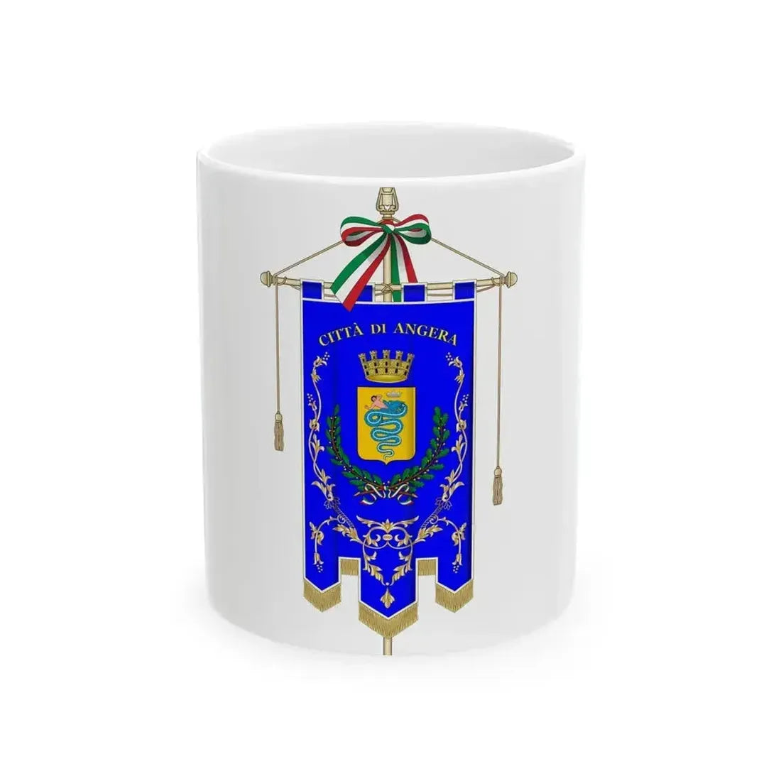 Angera-Gonfalone (Italy) White Coffee Mug 11oz - Go Mug Yourself