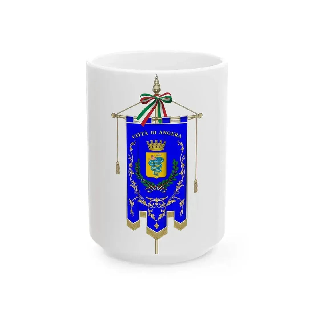 Angera-Gonfalone (Italy) White Coffee Mug 15oz - Go Mug Yourself
