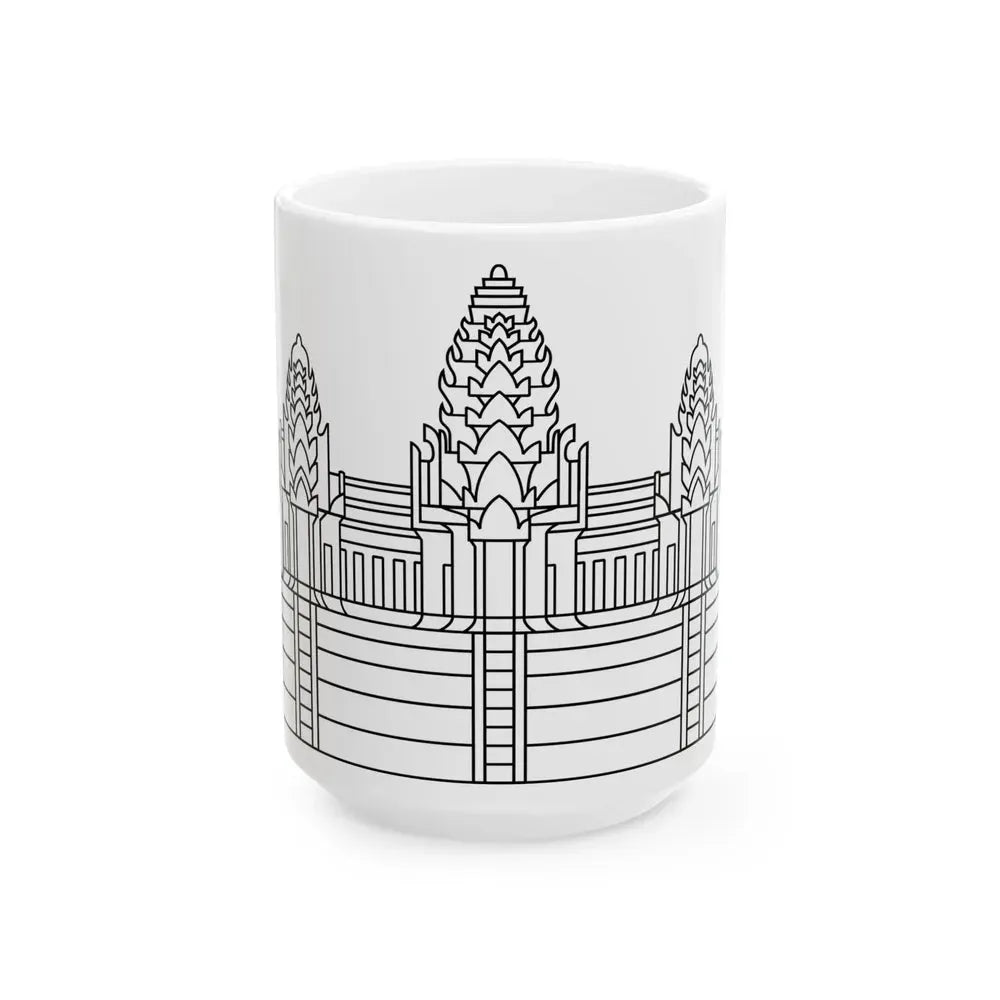 Angkor Wat in Flag of Cambodia (Cambodia) White Coffee Mug 15oz - Go Mug Yourself