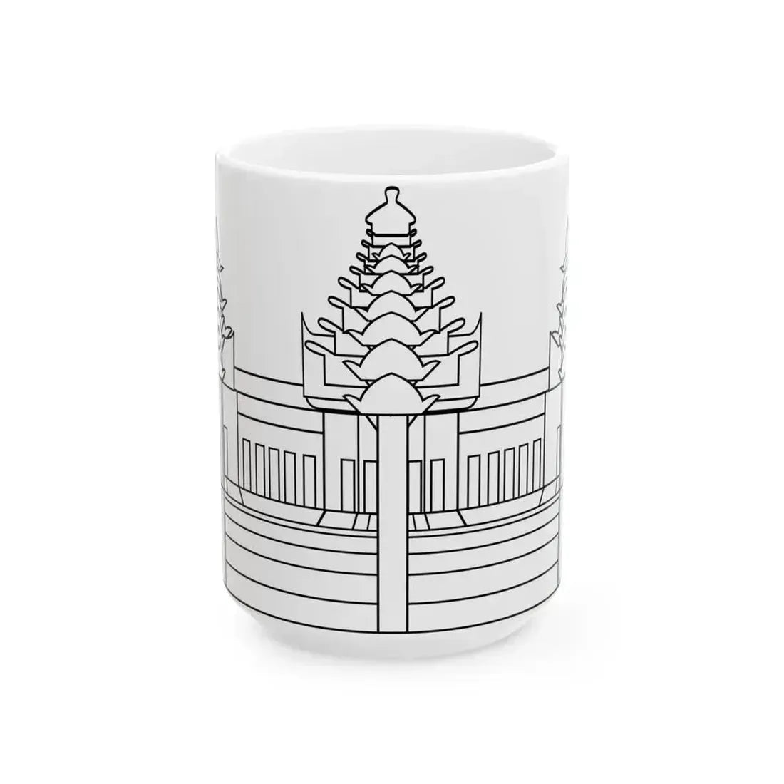 Angkor Wat variant 2 for Flag of Cambodia (Cambodia) White Coffee Mug 15oz - Go Mug Yourself