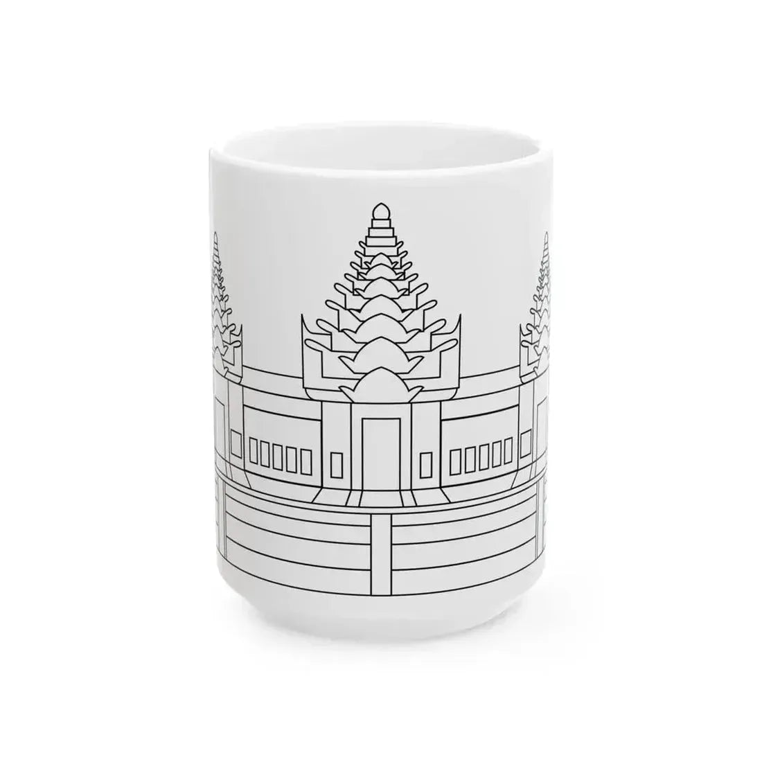 Angkor Wat variant for Flag of Cambodia (Cambodia) White Coffee Mug 15oz - Go Mug Yourself