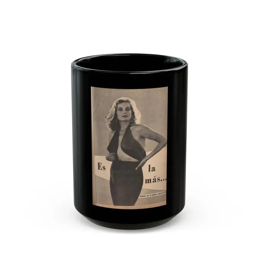 Anita Ekberg #235 - 1 B&W Photo from Foto Mag. '56 - (Vintage Female Icon) Black Coffee Mug 15oz - Go Mug Yourself