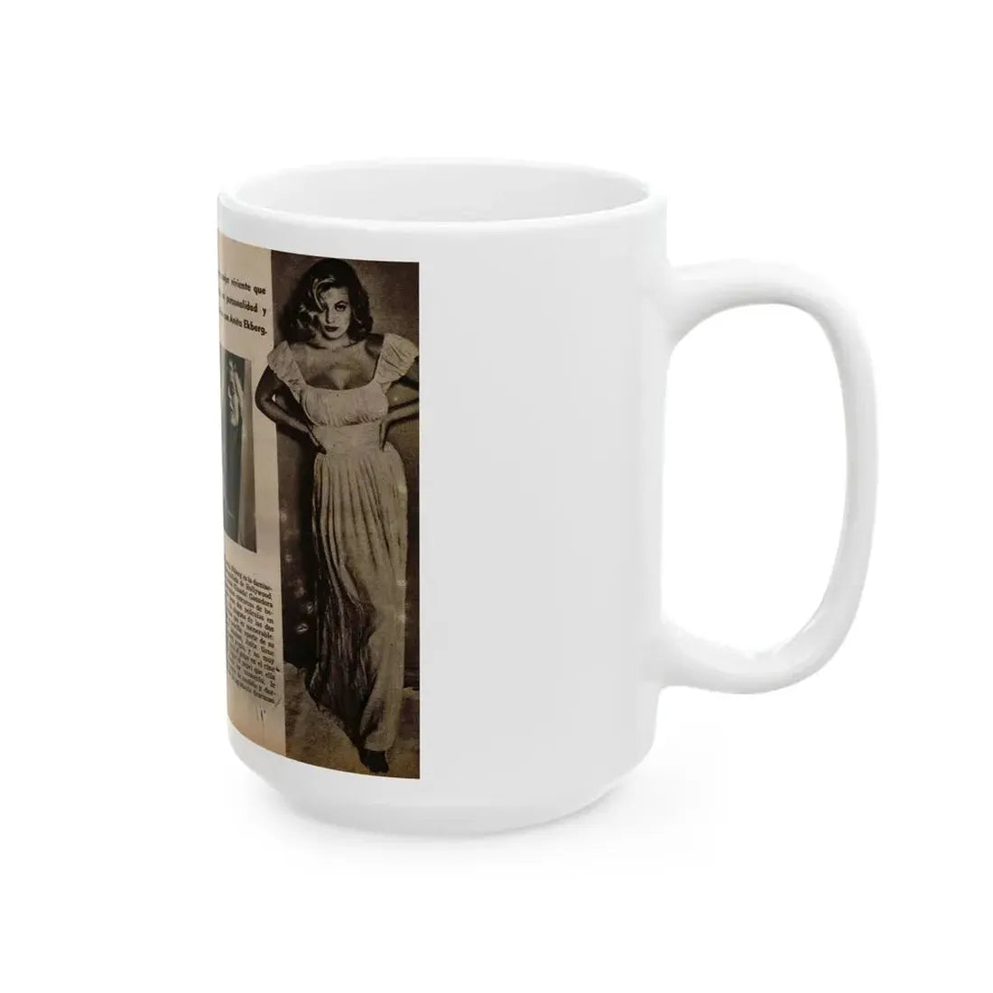 Anita Ekberg #236 - 3 B&W Photos from Foto Mag. '56 (Vintage Female Icon) White Coffee Mug - Go Mug Yourself