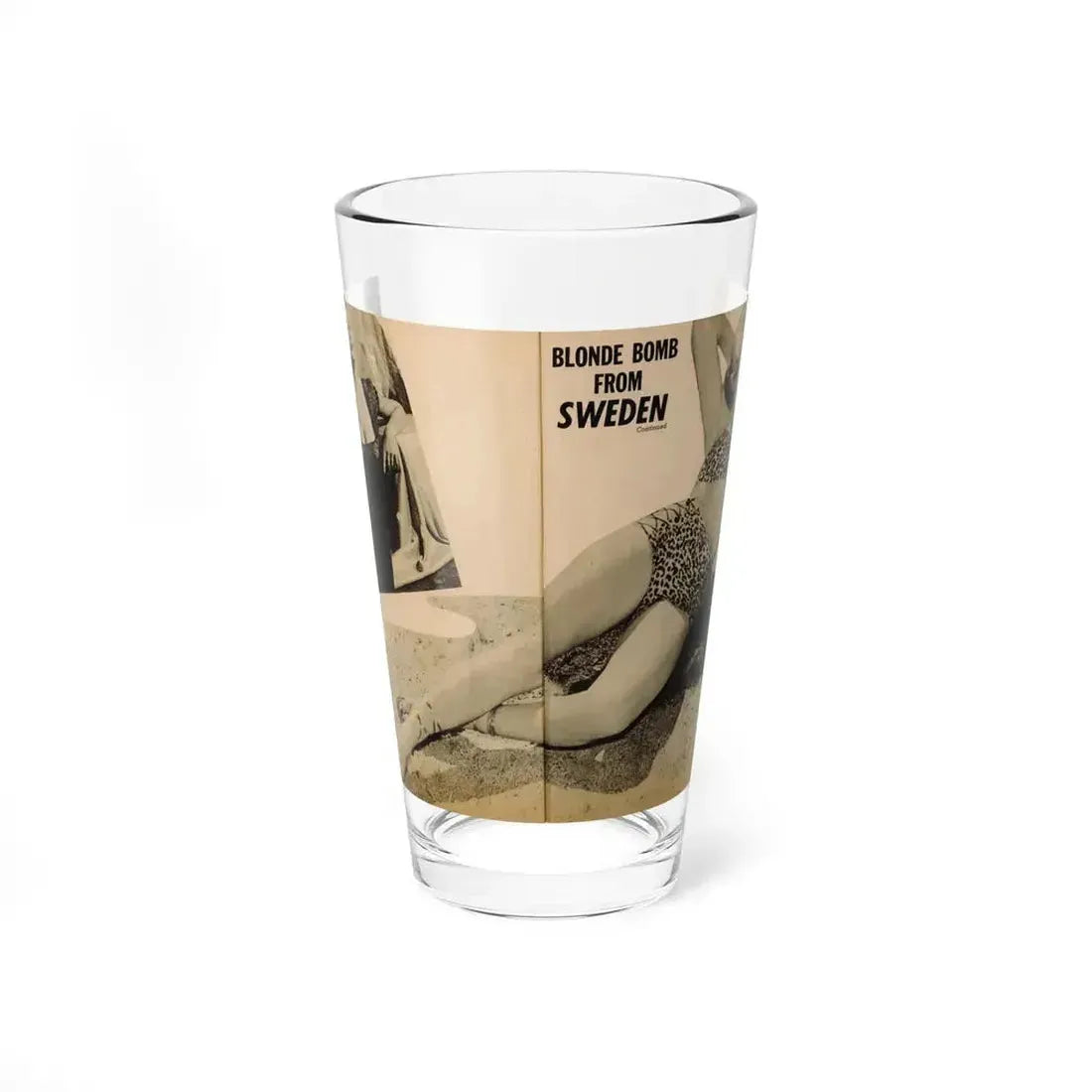 Anita Ekberg #319 - 2 Pages, 1 B&W Photo & 1 B&W Centerfold Photo from Glamorous Models Mag. May '54 (Vintage Female Icon) Pint Glass 16oz 16oz - Go Mug Yourself