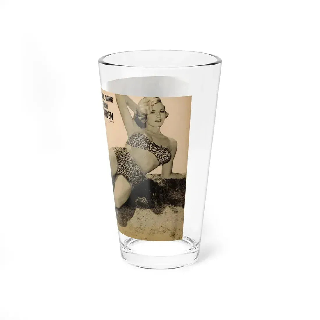 Anita Ekberg #319 - 2 Pages, 1 B&W Photo & 1 B&W Centerfold Photo from Glamorous Models Mag. May '54 (Vintage Female Icon) Pint Glass 16oz - Go Mug Yourself