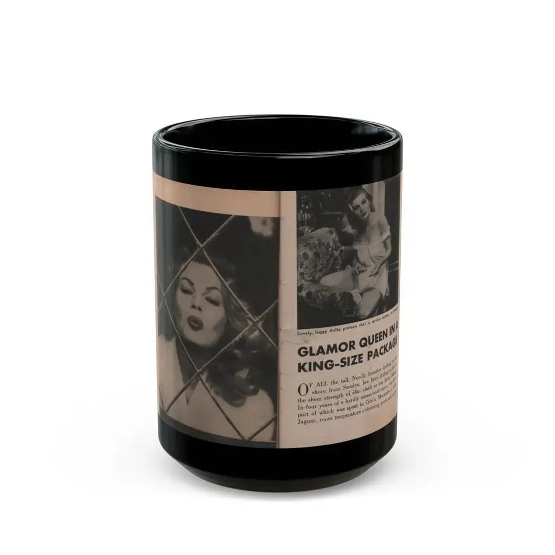 Anita Ekberg #326 - That Girl Anita Pocket Mag. '55 (Vintage Female Icon) Black Coffee Mug 15oz - Go Mug Yourself