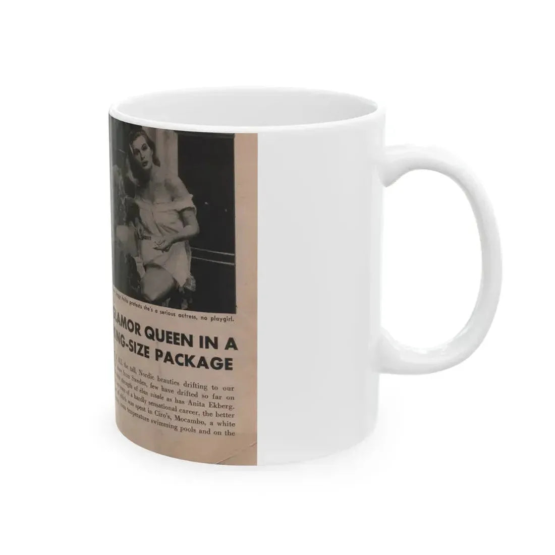 Anita Ekberg #326 - That Girl Anita Pocket Mag. '55 (Vintage Female Icon) White Coffee Mug - Go Mug Yourself